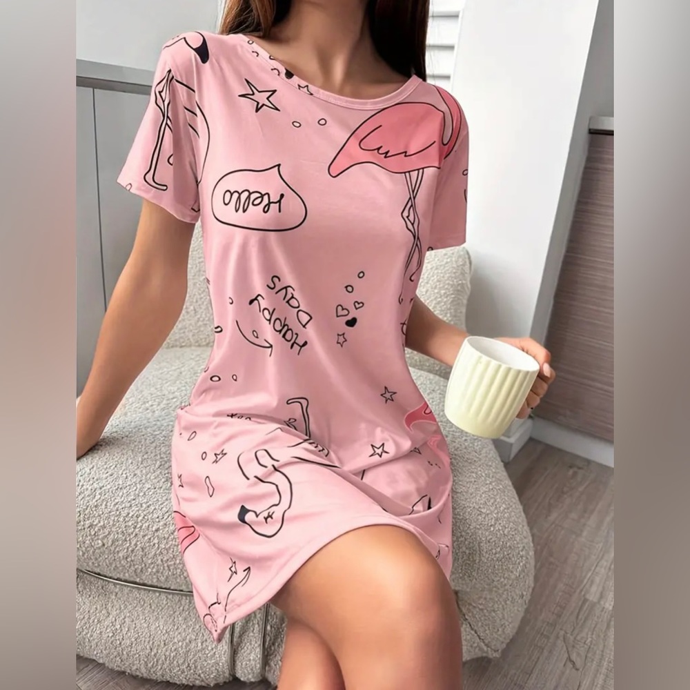 NEW Pink Flamingo Lounge/Pajama Shirt